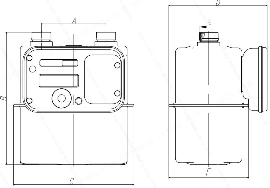 Габаритные размеры счетчика газа ATMOS UniComm IG